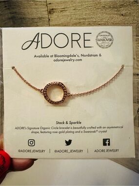 Adore Rose Gold Plated Organic Circle Bracelet with Swarovski Crystal Accent